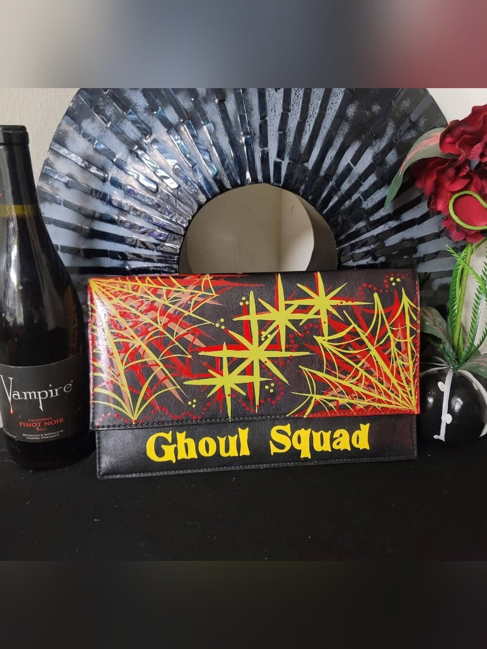 Ghoul Squad Graphic Clutch - Black with Yellow & Red Starburst(Handpainted)